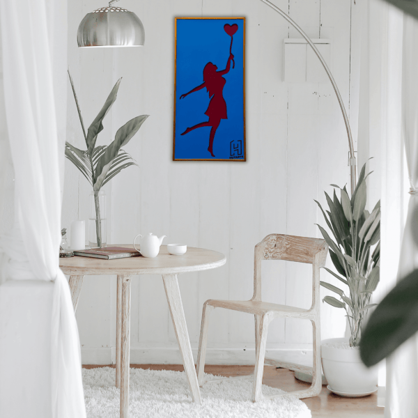 Blue and Red Love Girl wall hanging Scenery By Hutarts